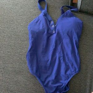 Blue one piece bathing suit